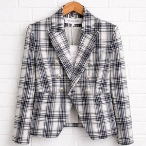Veronica Beard Miller Plaid Dickey Jacket NWT Size 4 Wool Blend Blazer